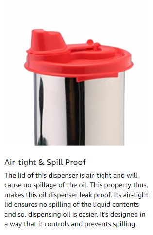 SignoraWare Easy Flow Stainless Steel Oil Dispenser Bottle with Lid and Cap | Air-Tight Spill-Proof | Food Grade Pourer | Drizzler | - Premium Oil Dispenser from Signoraware - Just Rs. 356! Shop now at Surana Sons