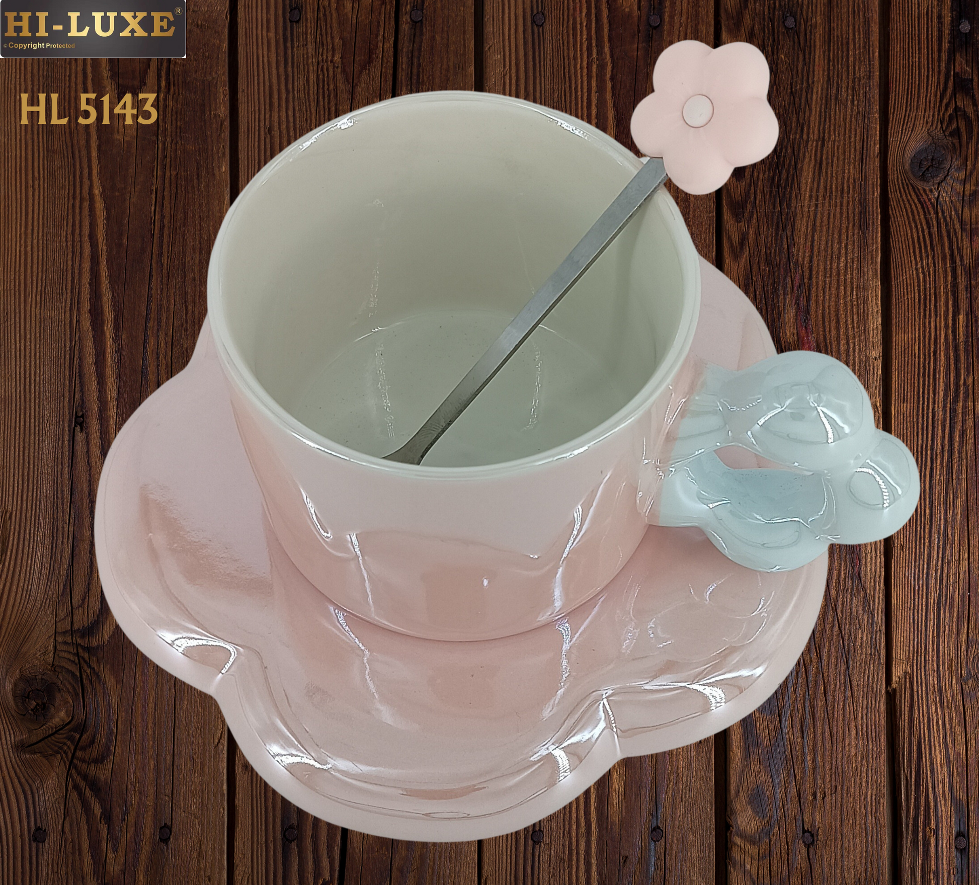 HILUXE 1 PC Unique Porcelain Cup & Saucer Set With Spoon | Gifting - Premium Cup & Saucer from Hiluxe - Just Rs. 595! Shop now at Surana Sons