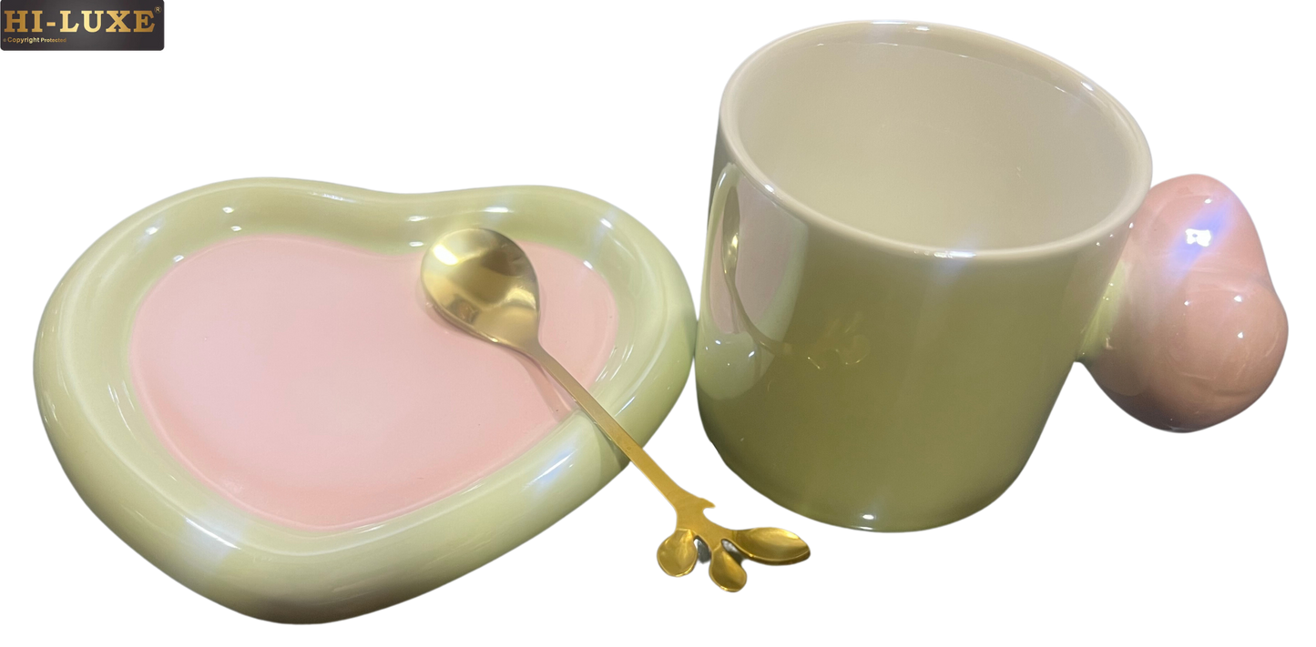 HILUXE 1 PC Unique Porcelain Cup & Saucer Set With Spoon | Gifting - Premium Cup & Saucer from Hiluxe - Just Rs. 595! Shop now at Surana Sons