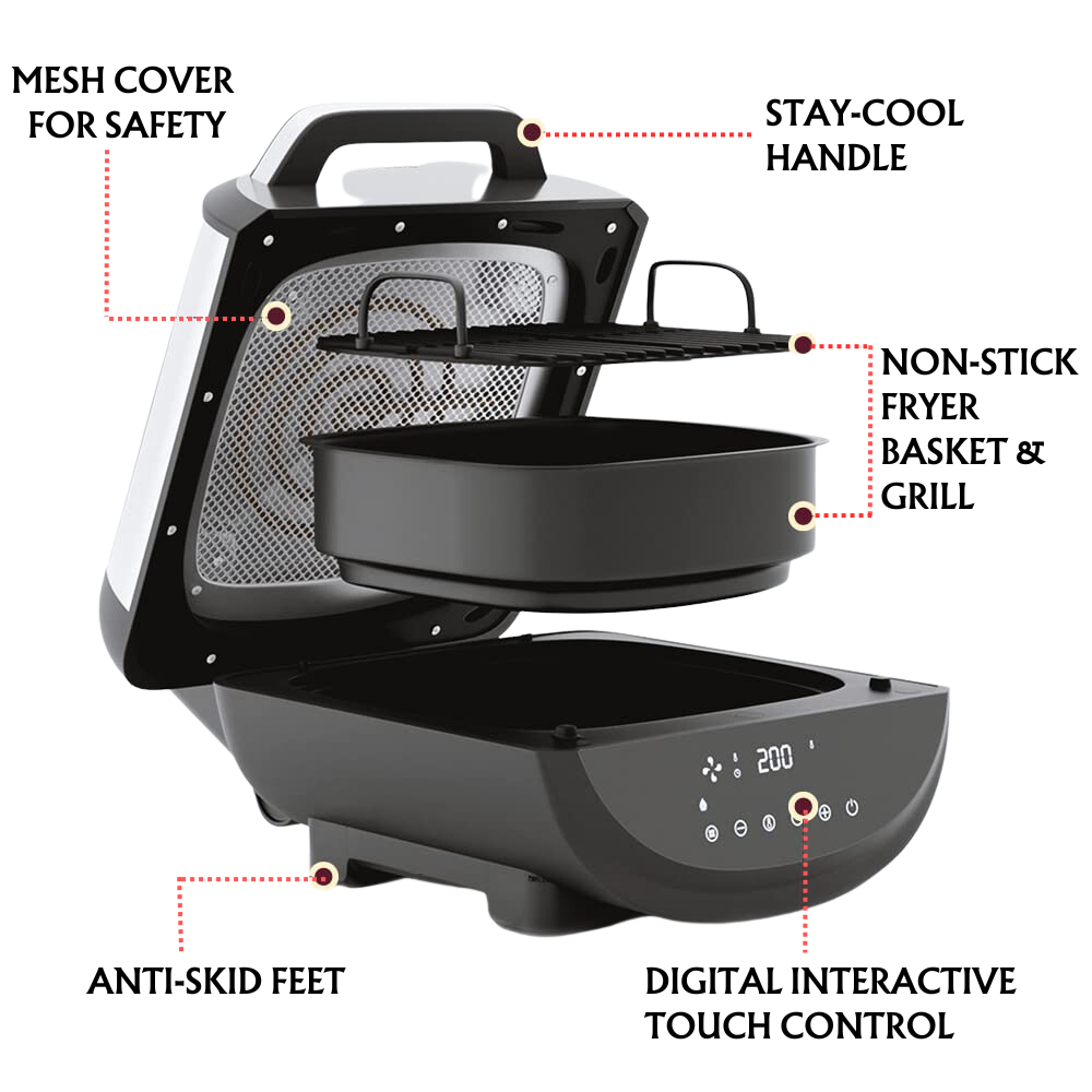 Borosil Best Digi Air-fryer, Top Load Air Fryer, Large Capacity, 8 Pre-Set Menus, 8 in 1 Functionality, 6.1 Ltr - Premium Air Fryer from Borosil - Just Rs. 9793! Shop now at Surana Sons