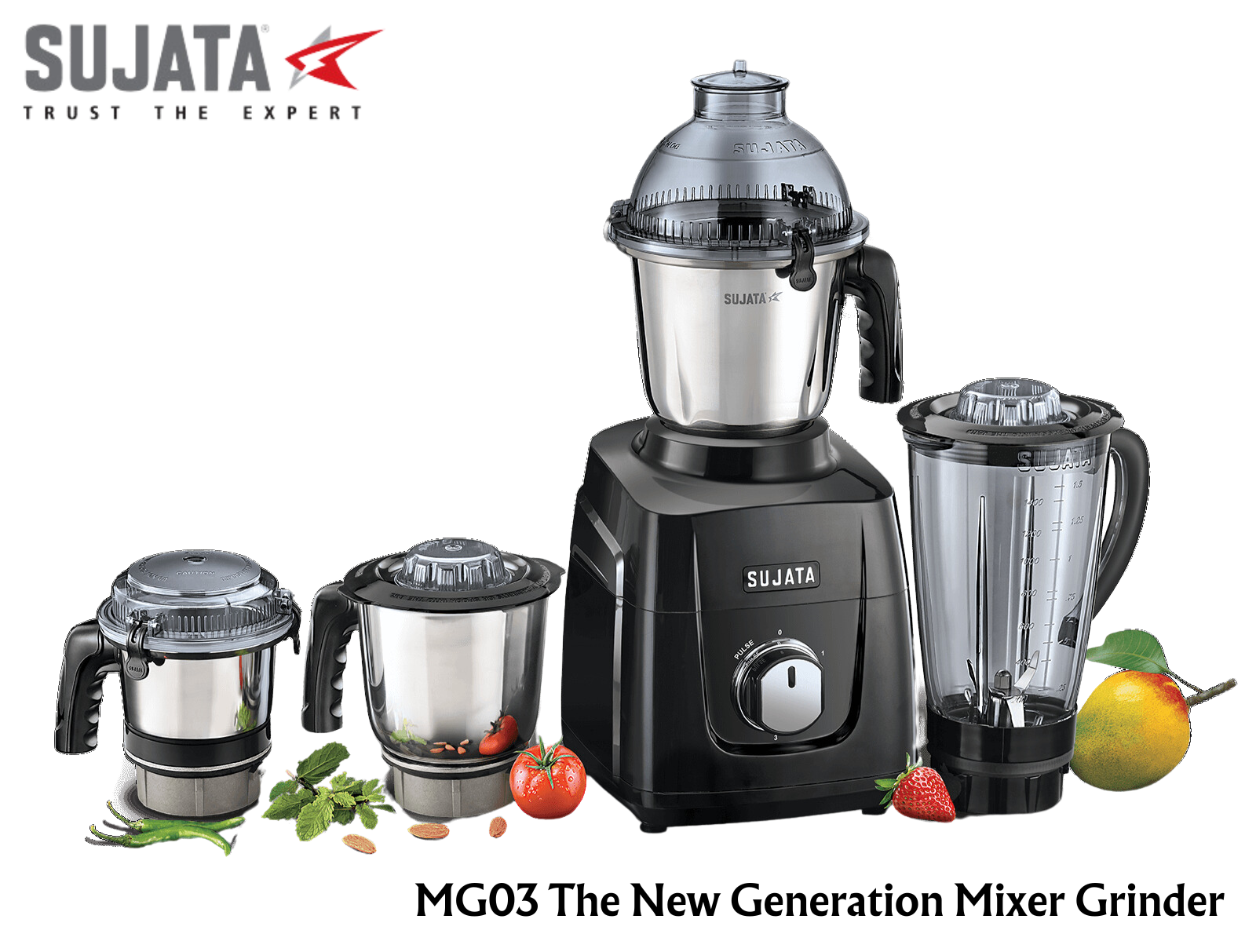 SUJATA MG03 The New Generation Mixer Grinder | 4 Jars | 1000 Watt - Premium Mixer Grinder from Sujata - Just Rs. 8199! Shop now at Surana Sons