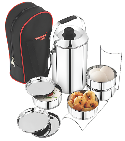 ANUPAM Premium Quality Hot Tiffin Senior Keep food piping hot for 4–6 hours - the Fresh  with PUF insulation and premium zipper bag.