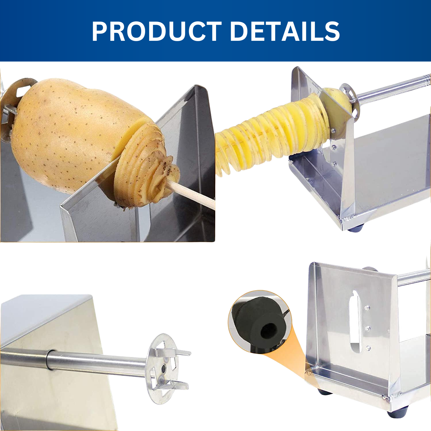 Stainless Steel Potato Slicer Cutter Machine Twister Curly Spiral French Fry Tornado Manual Stainless Steel Twisted Potato Slicer Spiral Vegetable - Premium Adjustable kitchen slicer from Generic - Just Rs. 1150! Shop now at Surana Sons