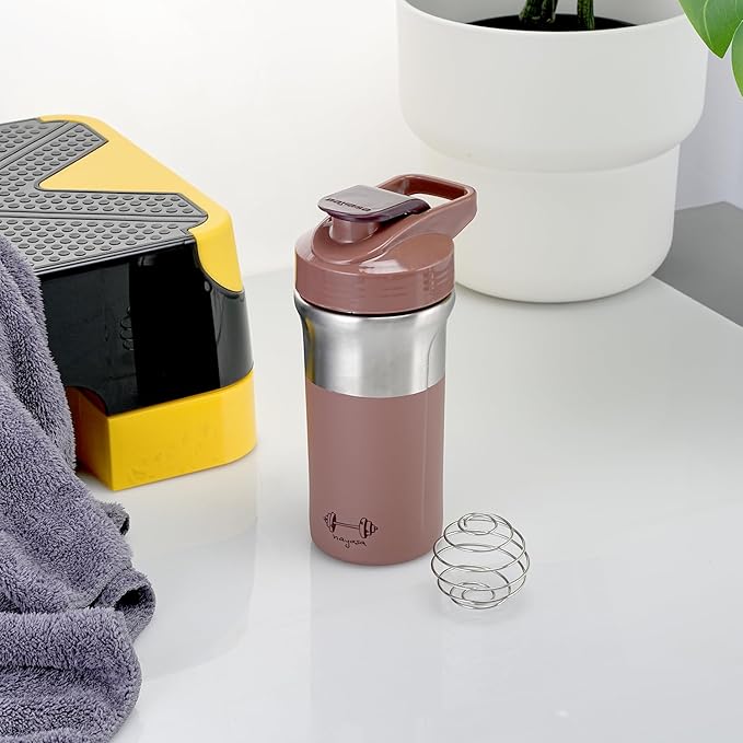 NAYASA Alloy Cross Fit Stainless Steel Gym Shaker Bottle | 900 ml | Leakproof & Durable