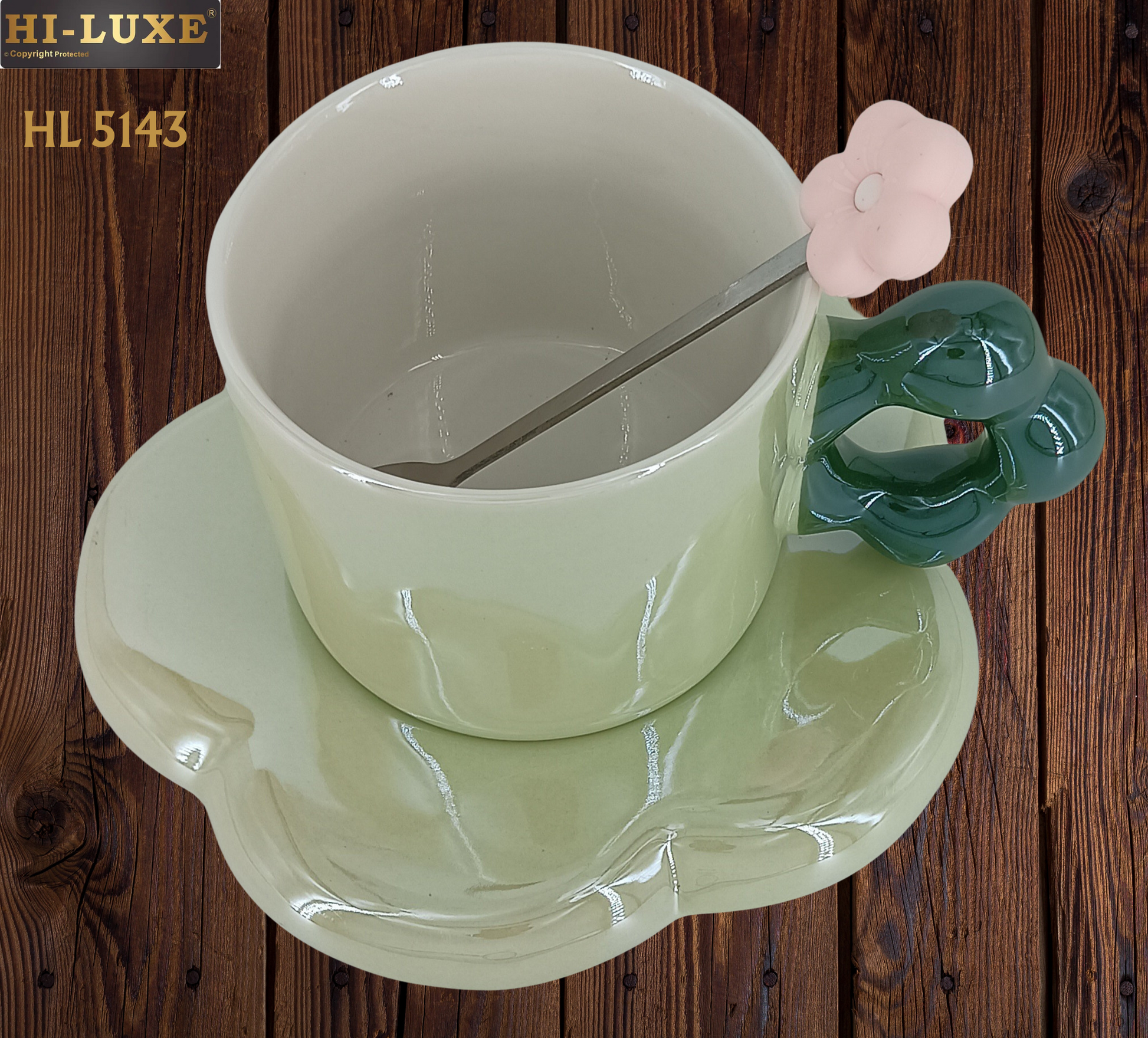 HILUXE 1 PC Unique Porcelain Cup & Saucer Set With Spoon | Gifting - Premium Cup & Saucer from Hiluxe - Just Rs. 595! Shop now at Surana Sons