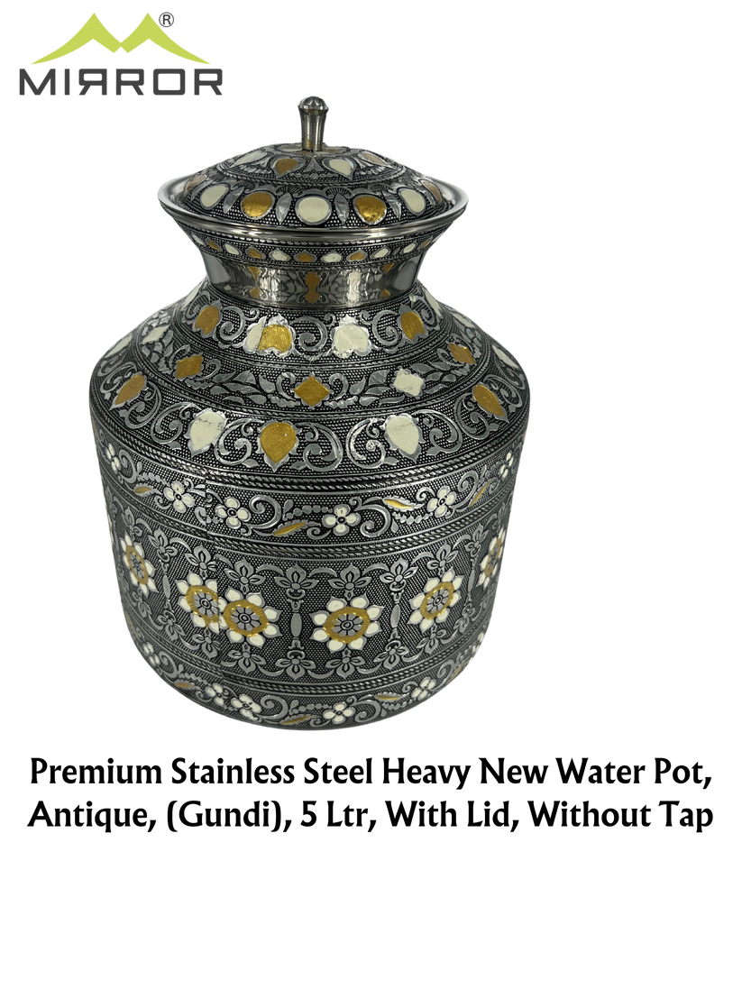 Mirror Premium Stainless Steel Heavy New Water Pot Antique (Gundi