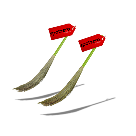 SPOTZERO By Milton Spotzero Airavat Premium Grass Broom | Set of 2 I Shillong & Silchar Grass Blend I Extra Long Ergonomic Handle Design, 1 Pcs
