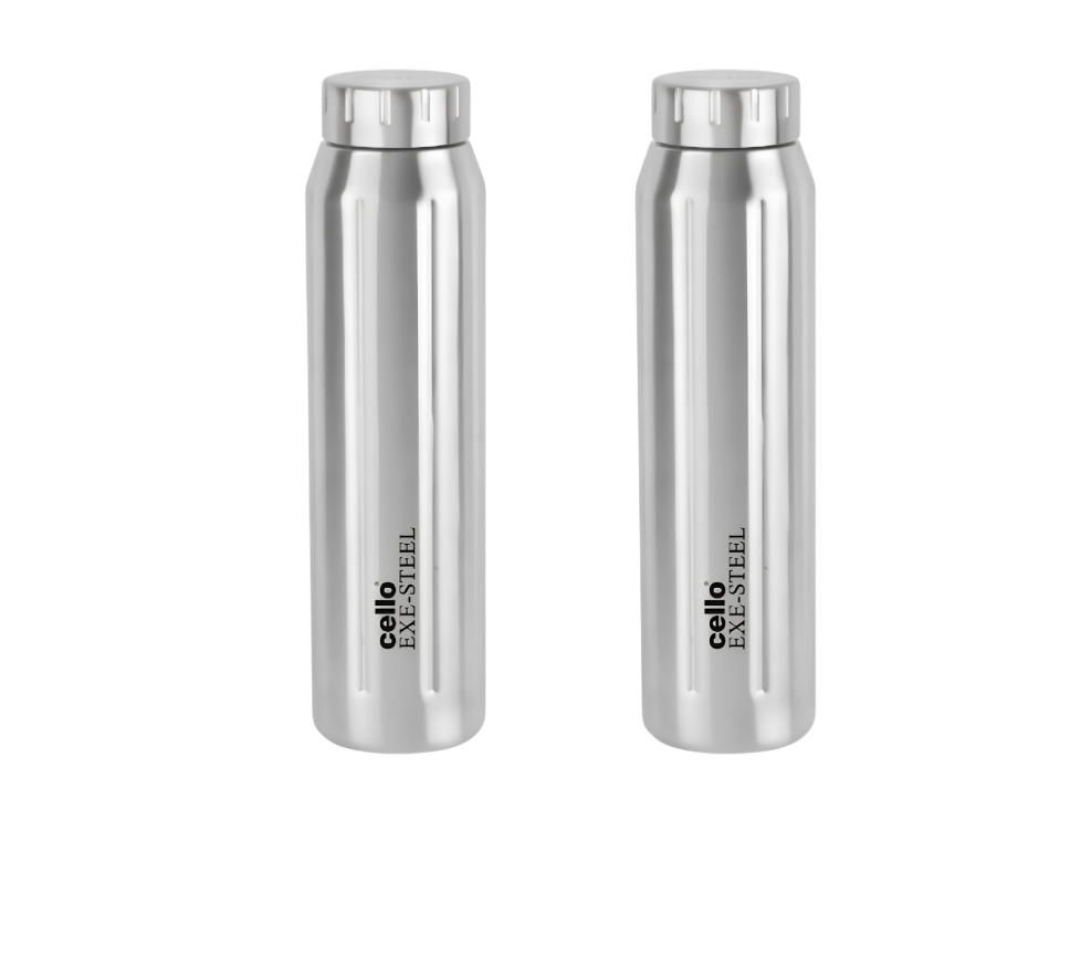 CELLO Volga Stainless Steel Bottle 900 ml, Silver | Single Walled Steel | Rust Proof, Stain Proof, Leak Proof Steel Bottle for Office | Dishwasher & Fridge Safe Steel Bottle for School