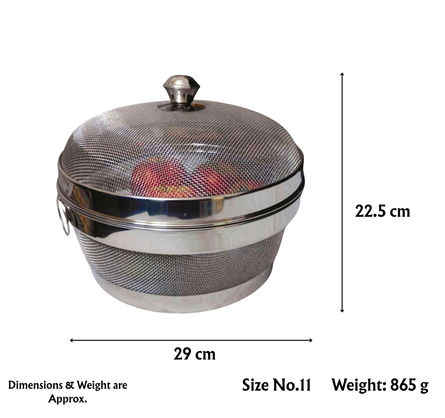 JAI BABA JI Fruits & Vegetables Basket | Stainless Steel Mesh | Draining Strainer | Mirror Polish | Dishwasher Safe