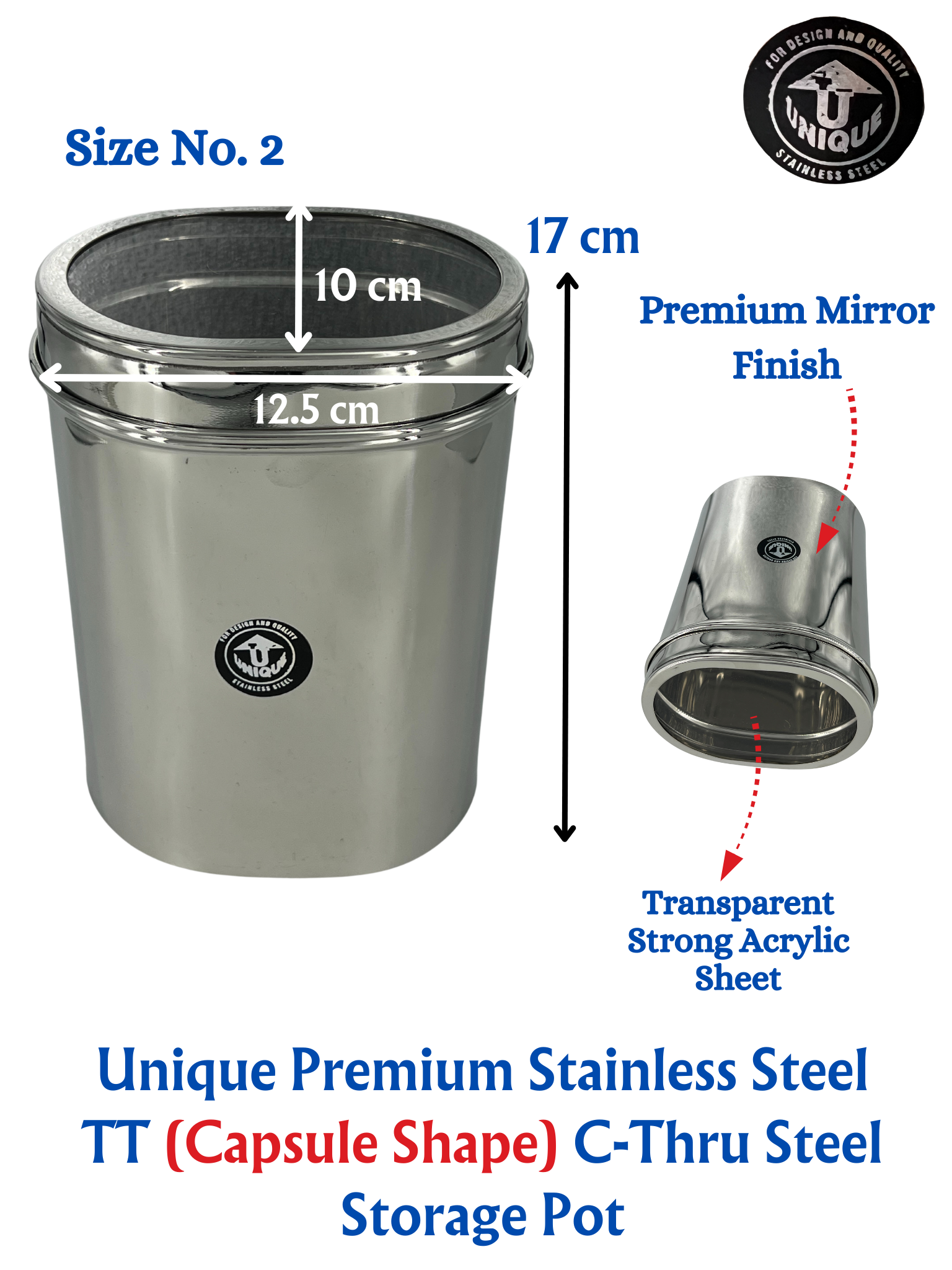 Unique Premium Stainless Square Steel Pot | Storage Container | See Thru | Mirror Polish | Kitchen Items Food Storage - Premium SS Water Jugs Containers Storage from Unique - Just Rs. 965! Shop now at Surana Sons