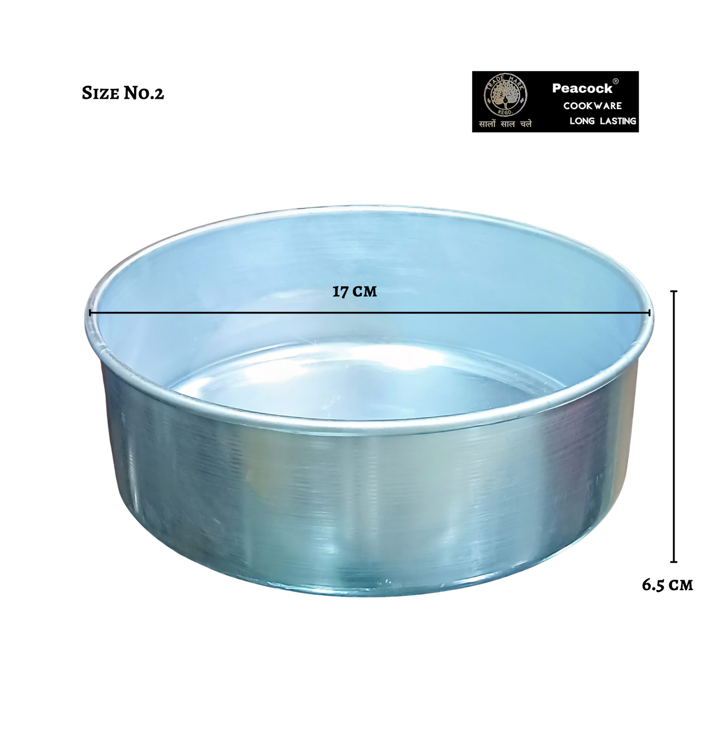 PEACOCK Aluminium Round Cake Mould | Cake Pot | For Ovens, OTG, Microwave (Convection Mode Only) | Strong & Premium Quality | Silver