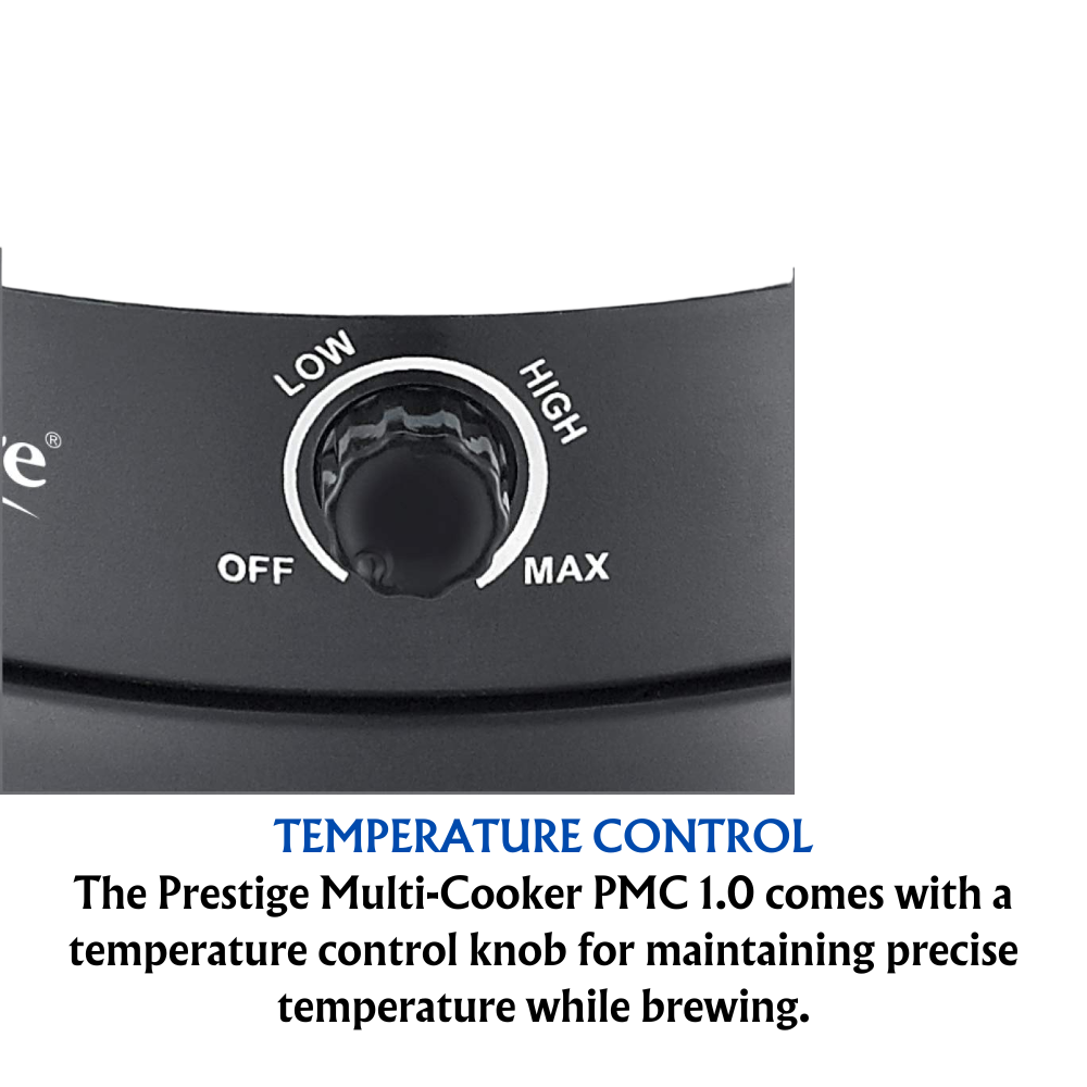 Prestige PMC 1.0 Plus MultiCooker 600 Watt Glass Lid 1 Ltr Silver Black Surana Sons