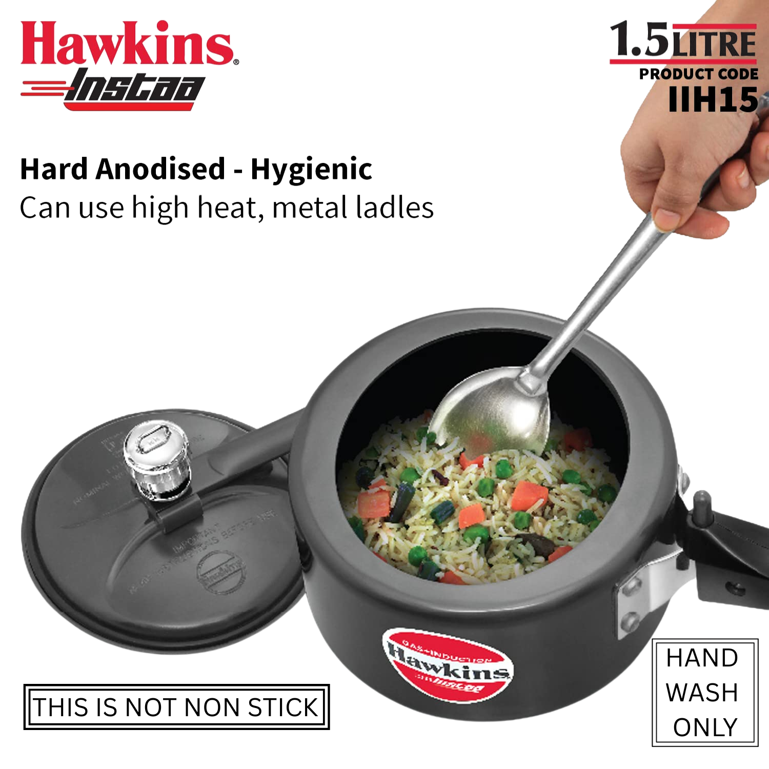HAWKINS Instaa Pressure Cooker, Induction Base Inner Lid Cooker | Hard Anodised Cooker | Black - Premium hard anodised pressure cooker from Hawkins - Just Rs. 1575! Shop now at Surana Sons