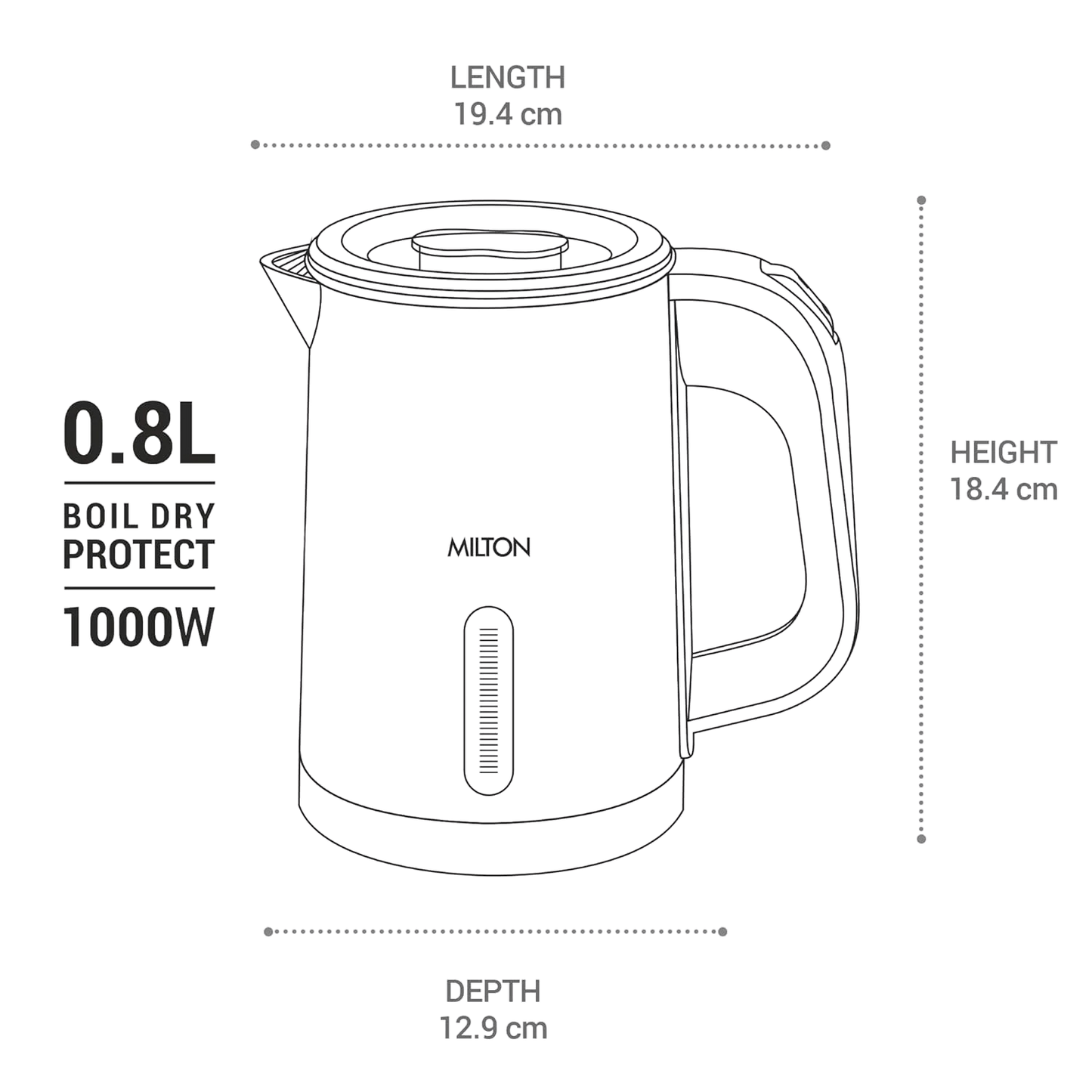 MILTON Companion Double Wall Electric Kettle 800 ML