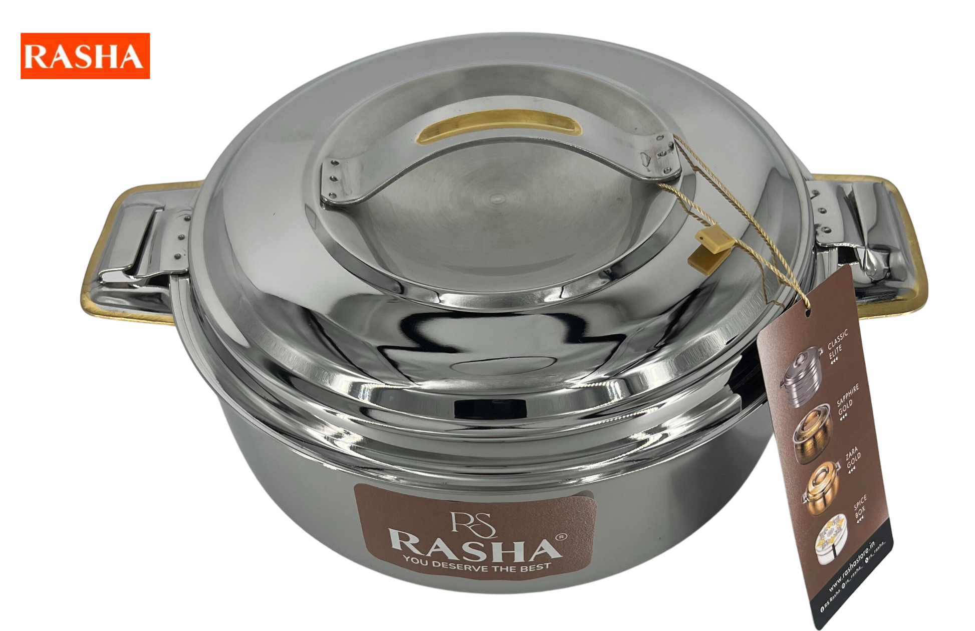 RASHA Stainless Steel Insulated Gold Casserole with Stainless Steel Lid - Premium SS Casserole from Rasha - Just Rs. 660! Shop now at Surana Sons