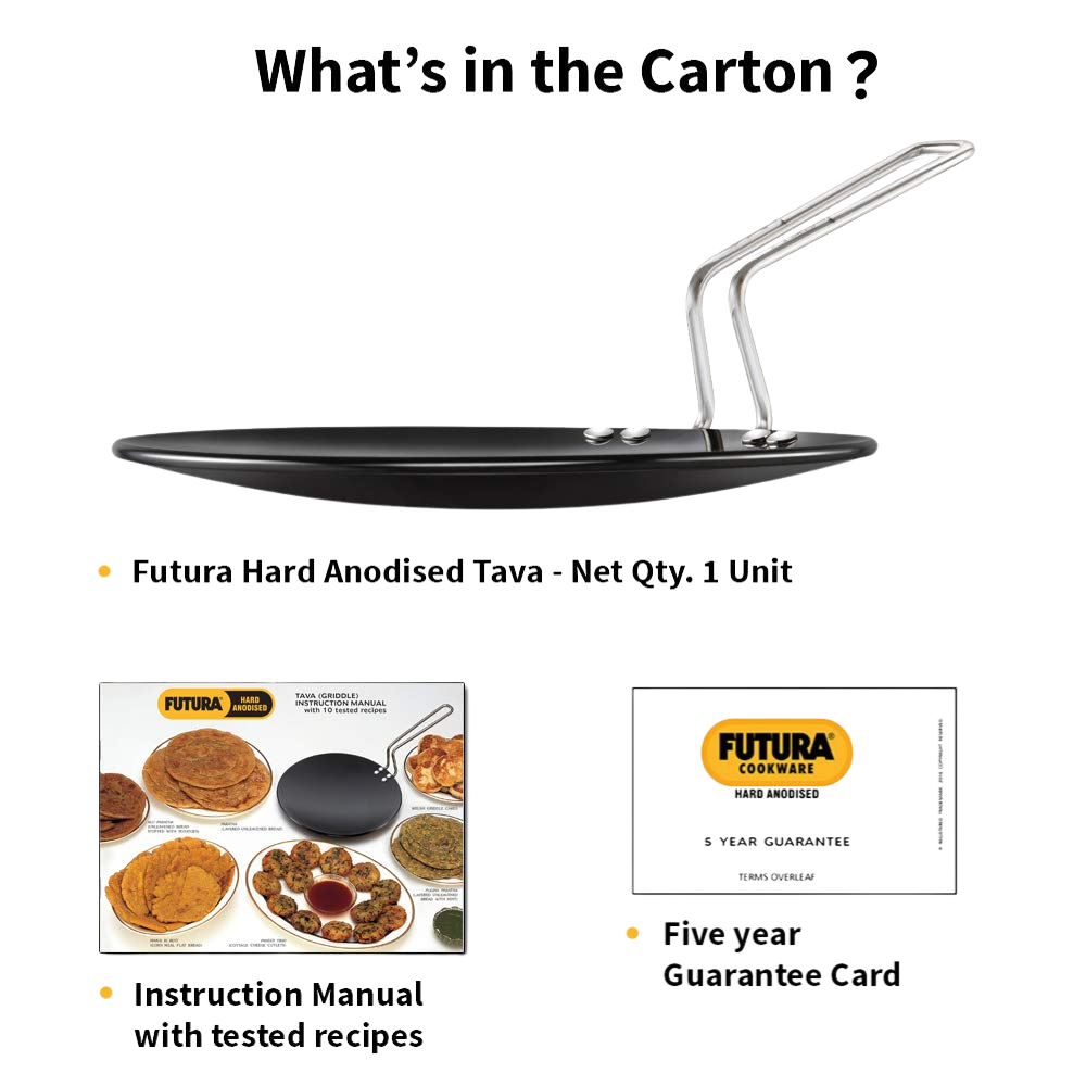 Hawkins Futura 24 cm Tava, Hard Anodised Tawa with Stainless Steel Handle, Black (AT24) - Premium  from hawkins - Just Rs. 878! Shop now at Surana Sons