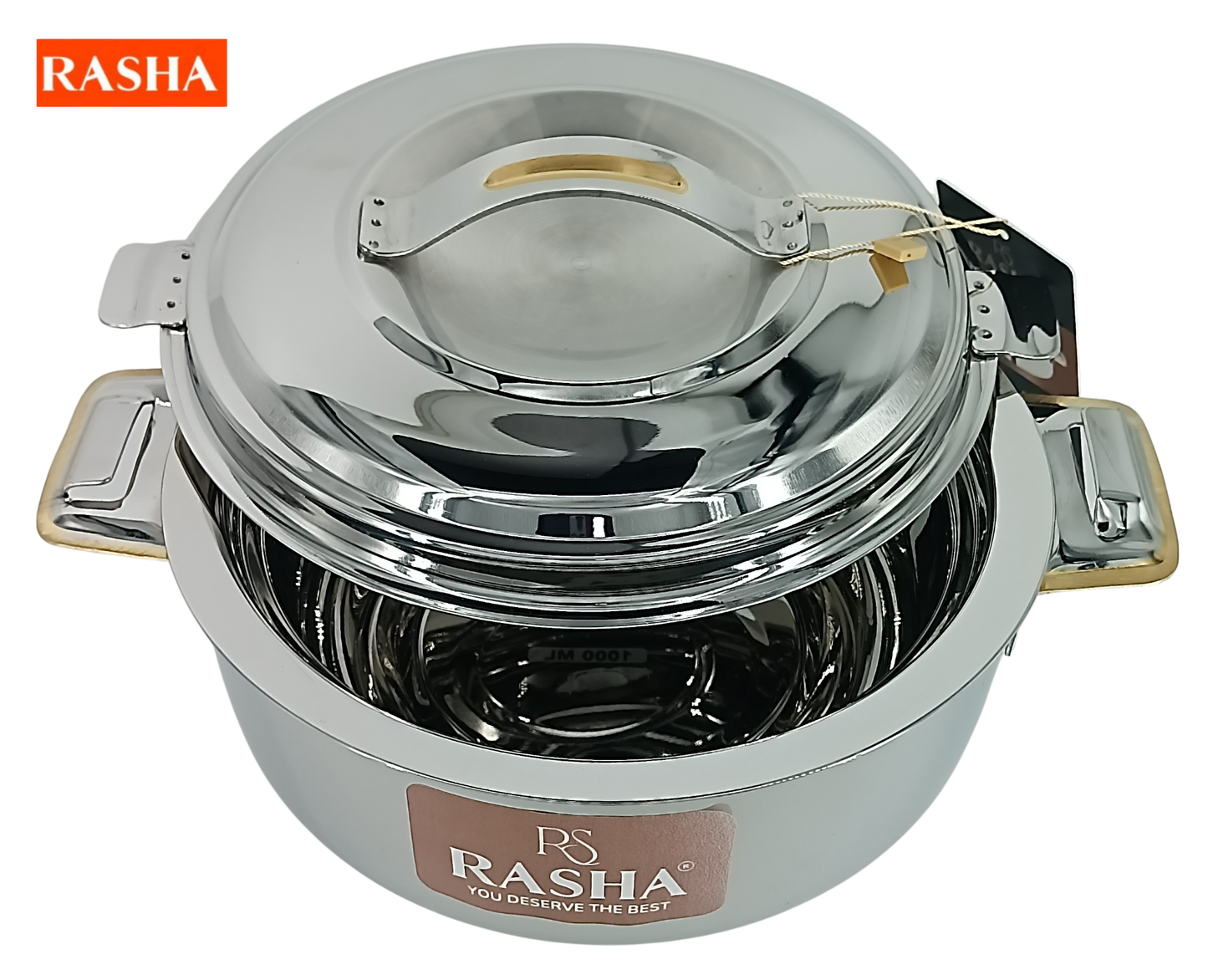 RASHA Stainless Steel Insulated Gold Casserole with Stainless Steel Lid - Premium SS Casserole from Rasha - Just Rs. 660! Shop now at Surana Sons