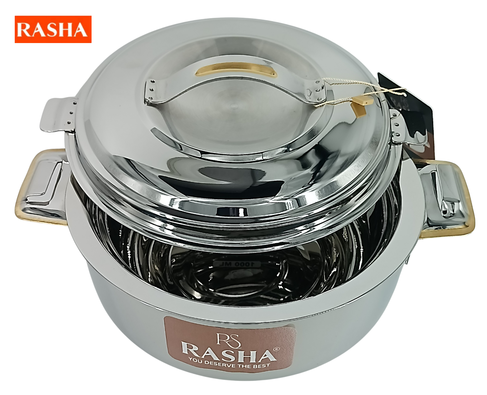 RASHA Stainless Steel Insulated Gold Casserole with Stainless Steel Lid - Premium SS Casserole from Rasha - Just Rs. 660! Shop now at Surana Sons