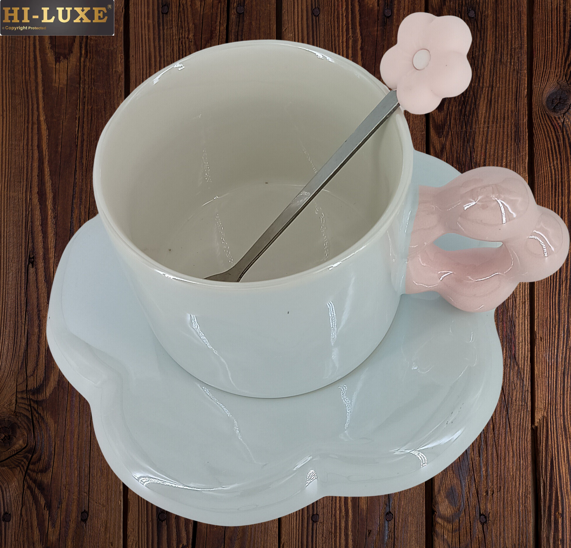 HILUXE 1 PC Unique Porcelain Cup & Saucer Set With Spoon | Gifting - Premium Cup & Saucer from Hiluxe - Just Rs. 595! Shop now at Surana Sons