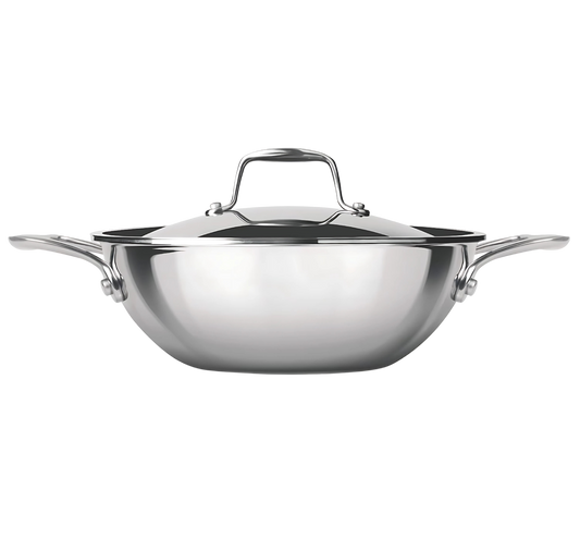 PROCOOK BY MILTON Triply Stainless Steel Kadhai with SS Lid | Induction & Gas Stove Compatible