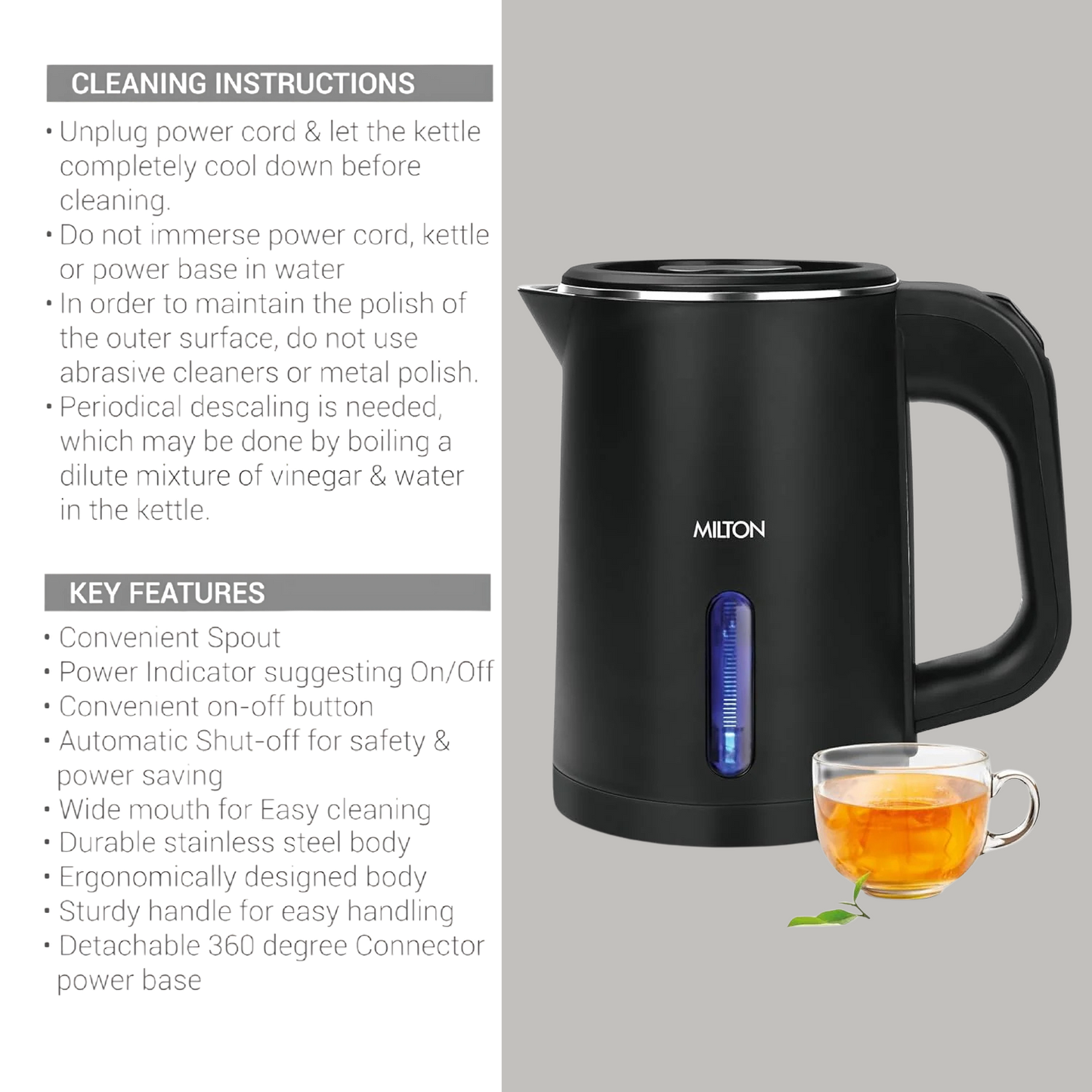 MILTON Companion Double Wall Electric Kettle 800 ML