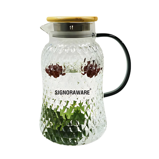 SIGNORAWARE BoroZen Borosilicate Glass Jug with Bamboo Lid |  1700 ML