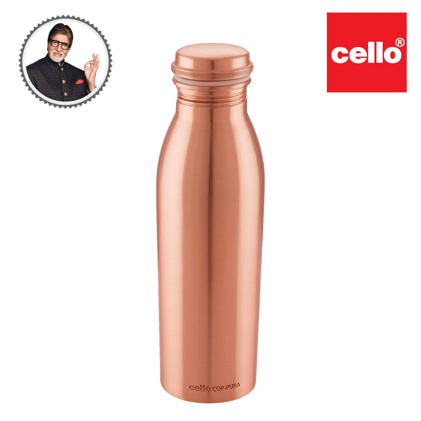 Cello COP-PURA Copper Water Bottle, 1000 ml - Premium copper water bottles from Cello - Just Rs. 977! Shop now at Surana Sons