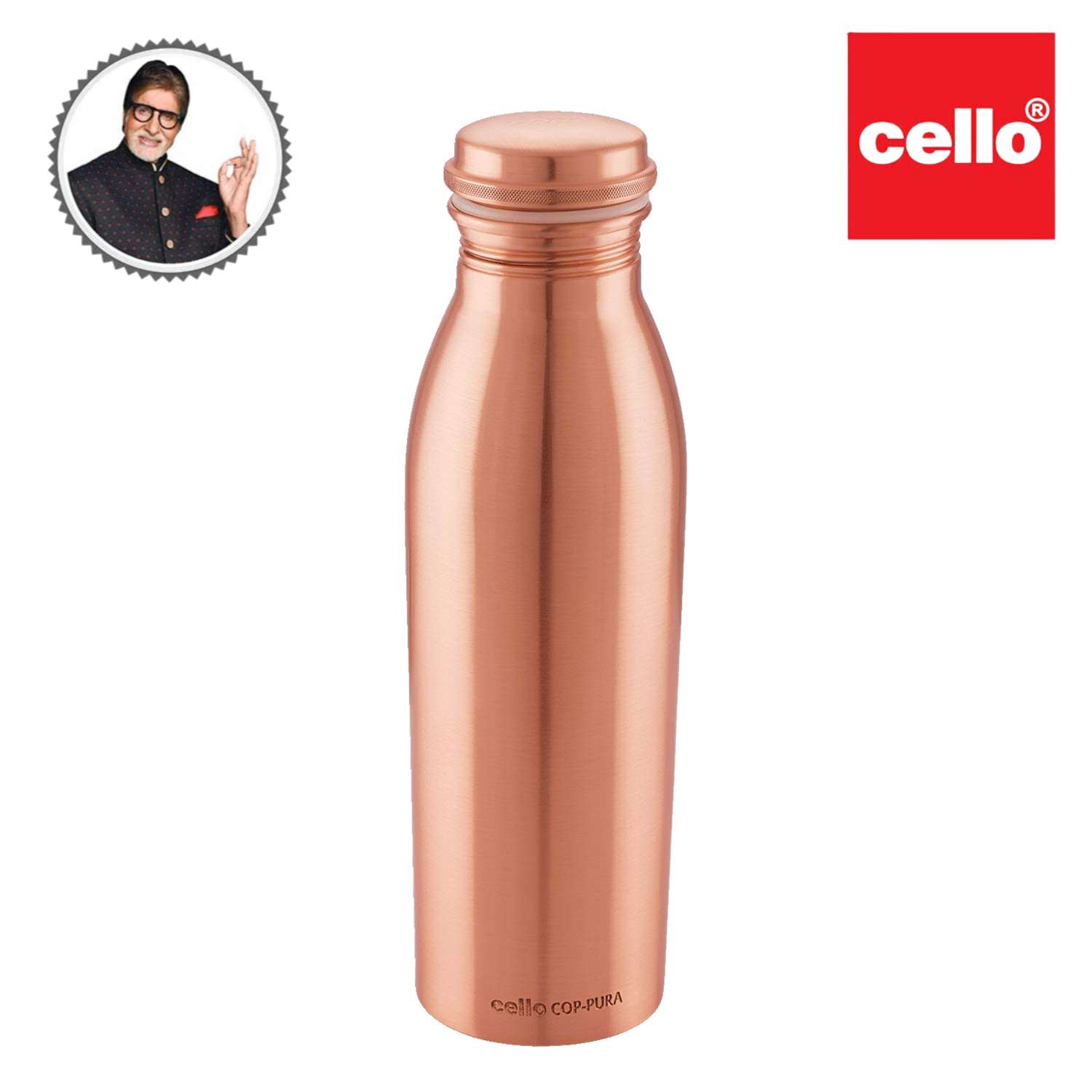 Cello COP-PURA Copper Water Bottle, 1000 ml - Premium copper water bottles from Cello - Just Rs. 977! Shop now at Surana Sons