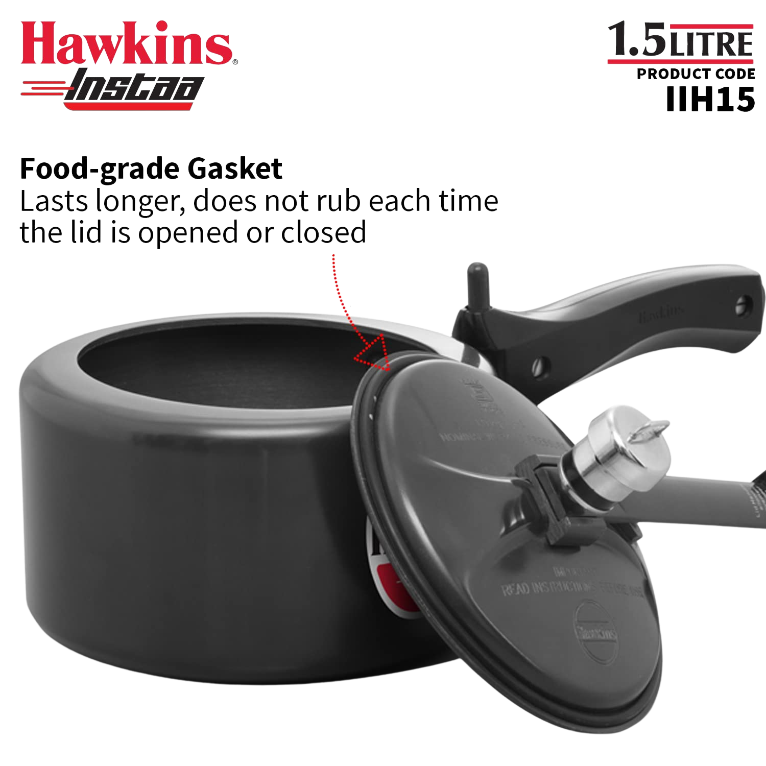 HAWKINS Instaa Pressure Cooker, Induction Base Inner Lid Cooker | Hard Anodised Cooker | Black - Premium hard anodised pressure cooker from Hawkins - Just Rs. 1575! Shop now at Surana Sons