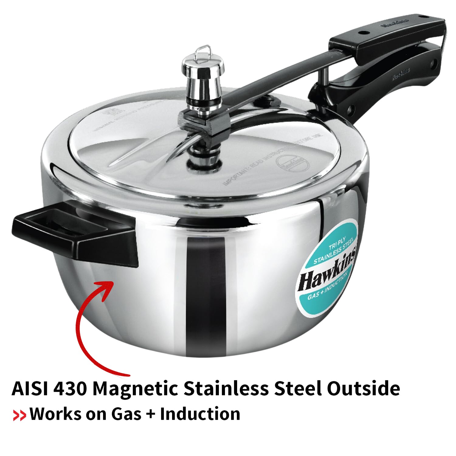 Hawkins Tri-Ply Stainless Steel Pressure Cooker - Premium SS pressure cooker from Hawkins - Just Rs. 2835! Shop now at Surana Sons