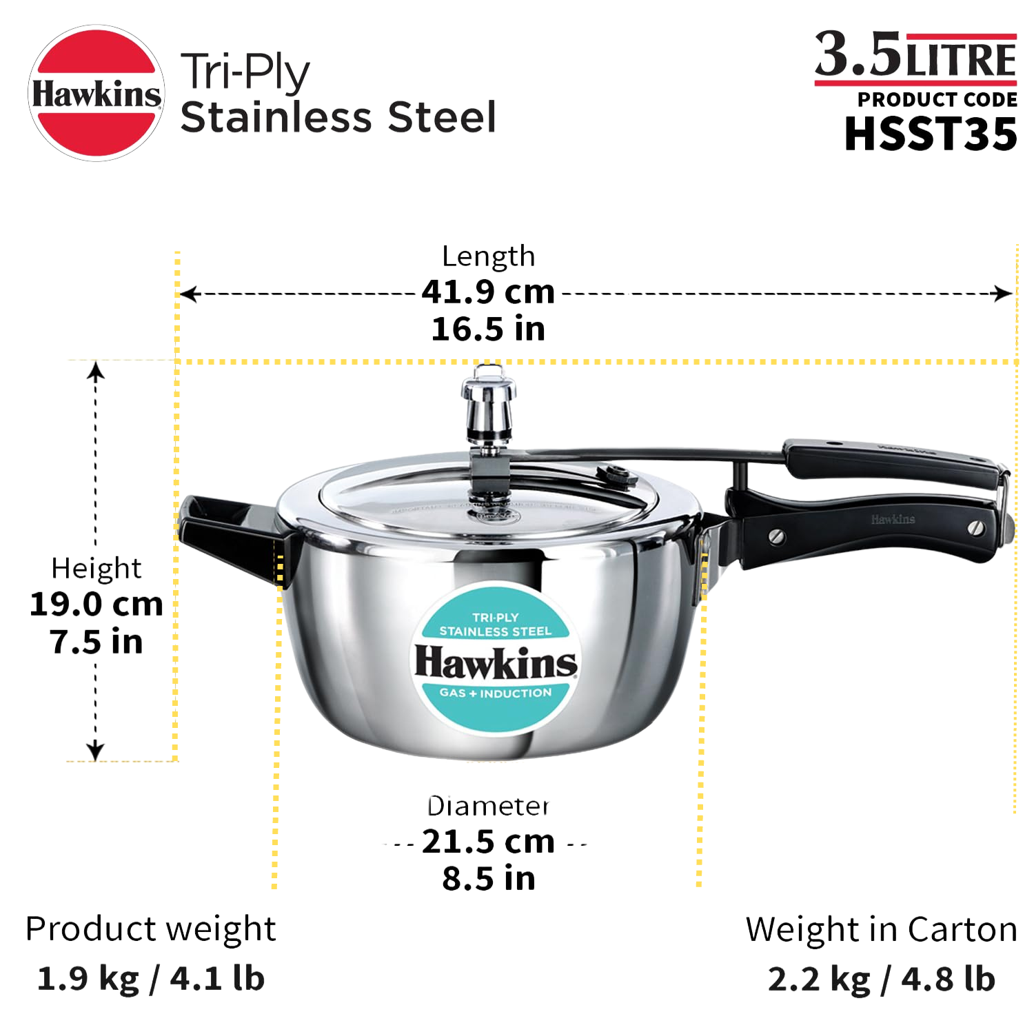 Hawkins Tri Ply Stainless Steel Pressure Cooker Surana Sons
