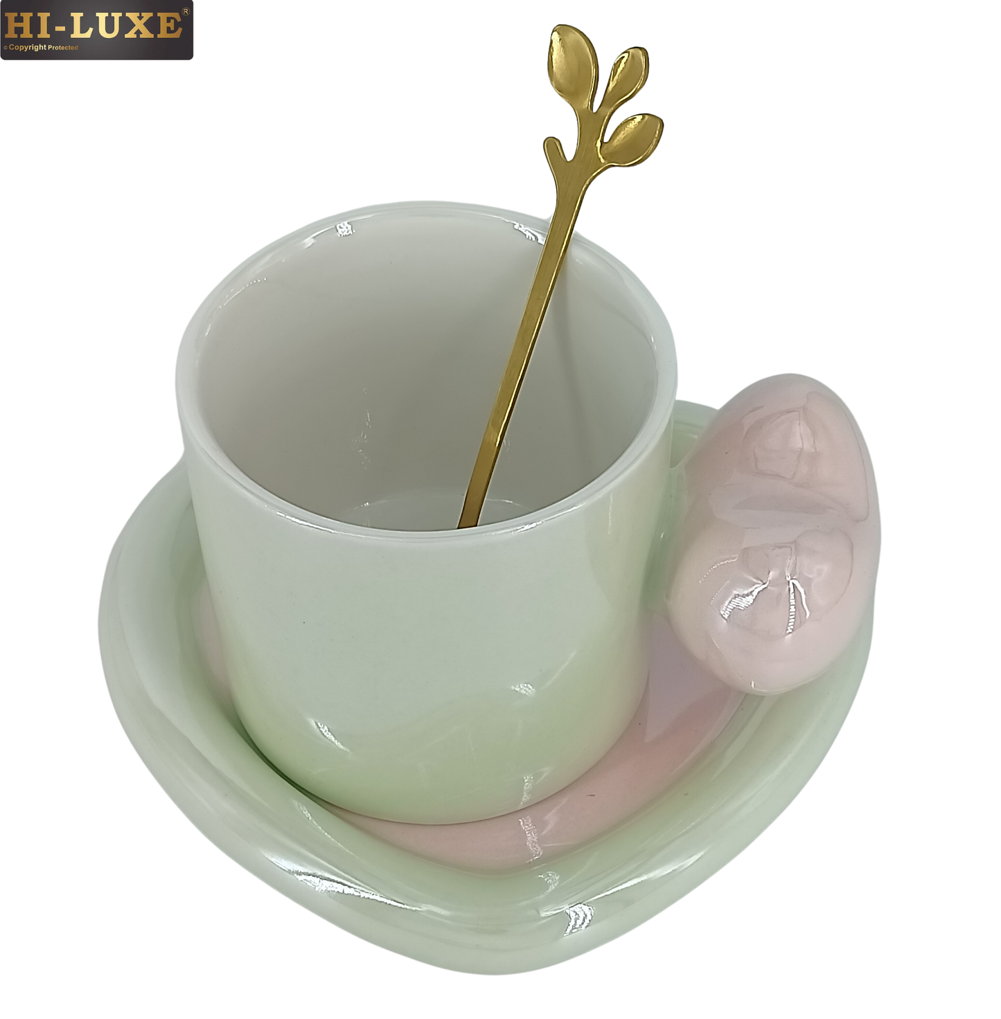 HILUXE 1 PC Unique Porcelain Cup & Saucer Set With Spoon | Gifting - Premium Cup & Saucer from Hiluxe - Just Rs. 595! Shop now at Surana Sons