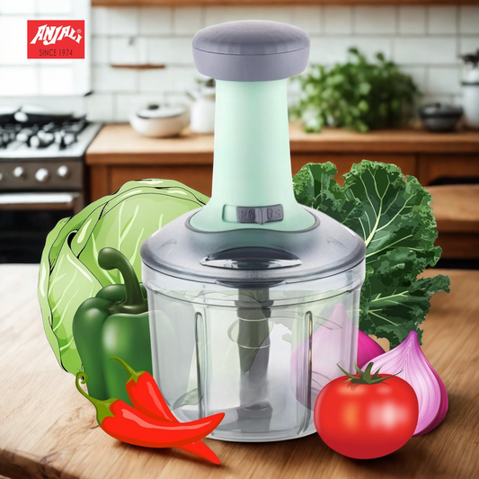 ANJALI Push & Chop Deluxe Round | Vegetable Chopper | Manual
