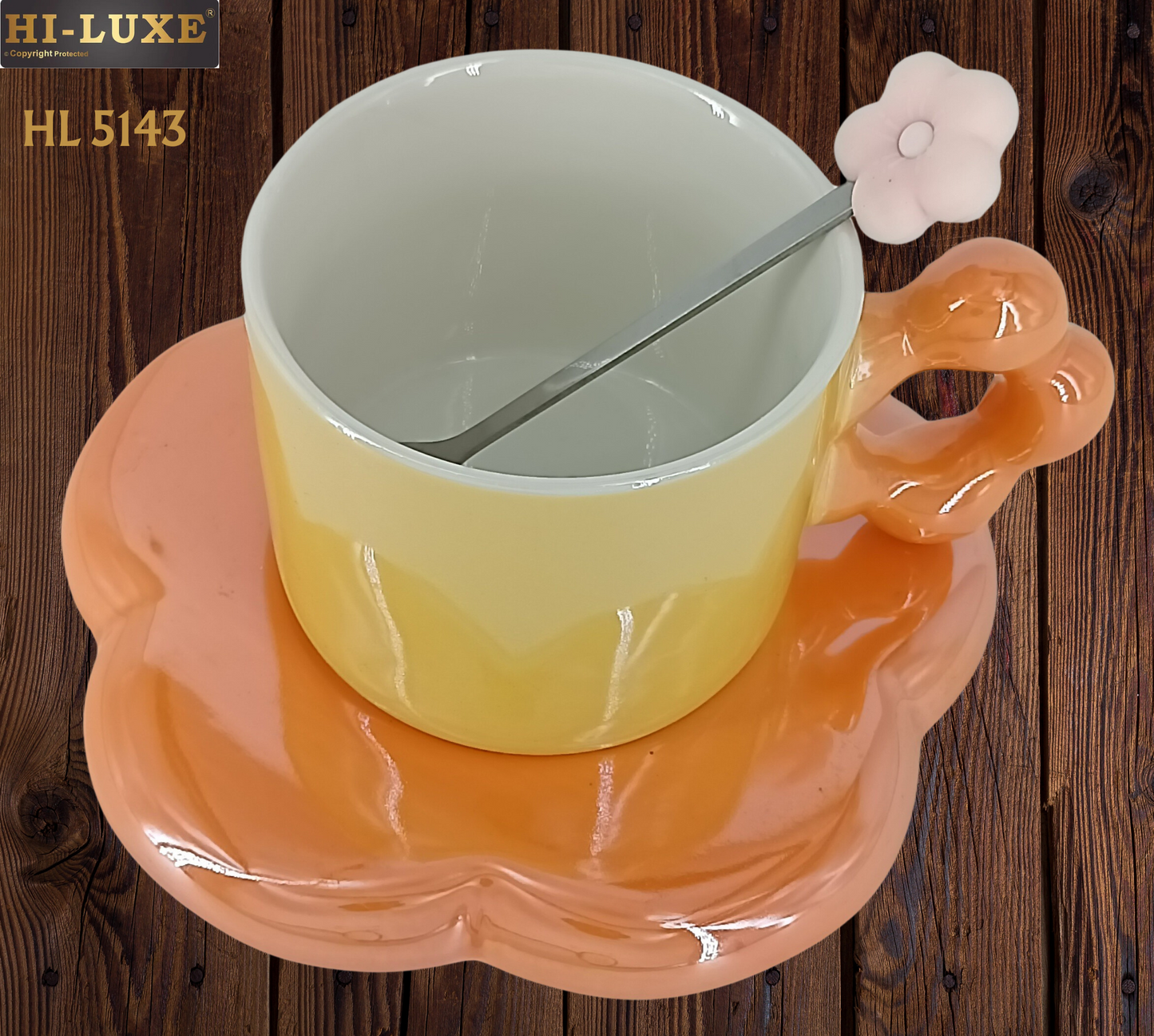 HILUXE 1 PC Unique Porcelain Cup & Saucer Set With Spoon | Gifting - Premium Cup & Saucer from Hiluxe - Just Rs. 595! Shop now at Surana Sons