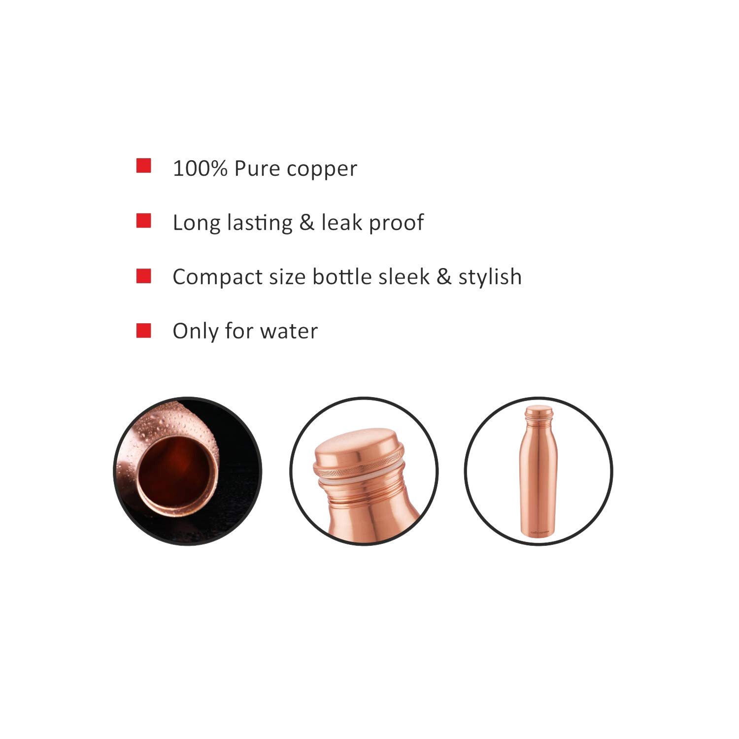 Cello COP-PURA Copper Water Bottle, 1000 ml - Premium copper water bottles from Cello - Just Rs. 977! Shop now at Surana Sons
