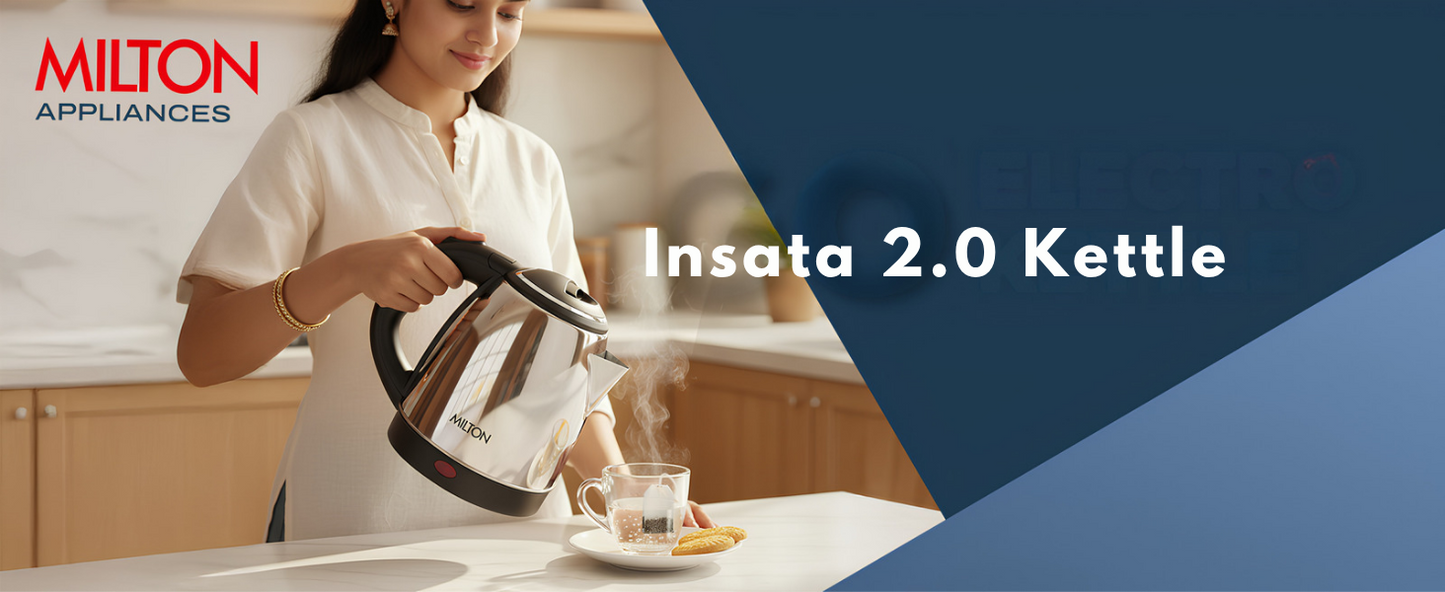 MILTON Stainless Steel  INSTA Electric Kettle | 1350 Watt | Boil Dry Protect