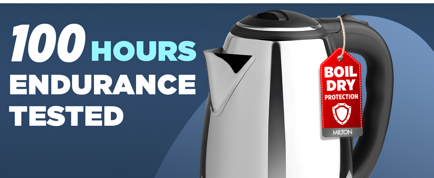 MILTON Stainless Steel  INSTA Electric Kettle | 1350 Watt | Boil Dry Protect