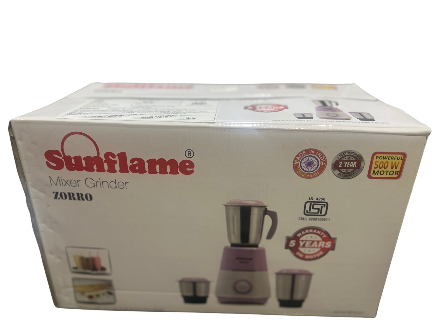SUNFLAME ZORRO Mixer Grinder 500-WATT 3 JAR - Premium Mixer Grinder from Sunflame - Just Rs. 2233! Shop now at Surana Sons
