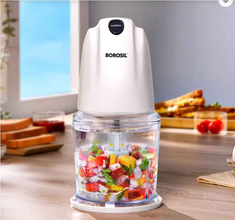 Borosil Chef Delite Electric Chopper for Kitchen, chop-n-store’ plastic bowl with lid, Vegetable Chopper, Cutter, Chop, Mince, Dice, Whisk, Blend - Premium Chopper from Borosil - Just Rs. 1650! Shop now at Surana Sons