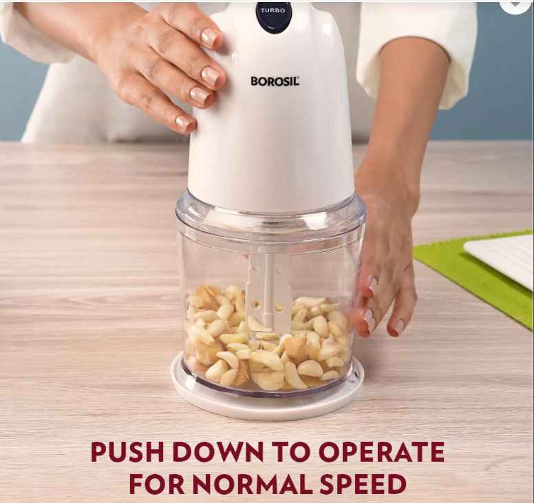Borosil Chef Delite Electric Chopper for Kitchen, chop-n-store’ plastic bowl with lid, Vegetable Chopper, Cutter, Chop, Mince, Dice, Whisk, Blend - Premium Chopper from Borosil - Just Rs. 1650! Shop now at Surana Sons
