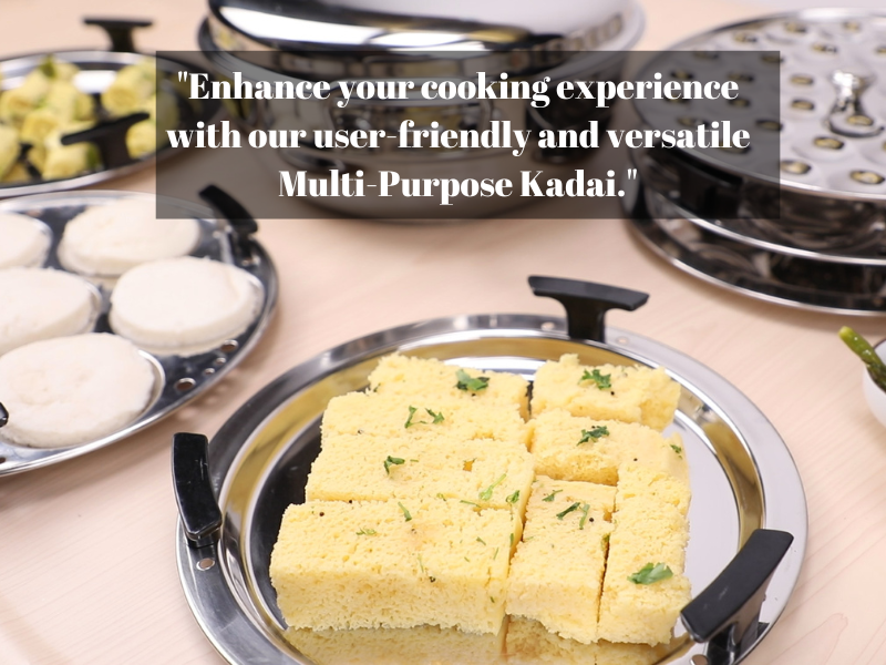 Vinod Stainless Steel 7 pcs Deluxe Multi Kadai (Induction Friendly) with Stainless Steel lid, 2 idli Plates, 2 dhokla Plates, 1 patra Plate and 1 Mini idli Plate - Premium multikadhai from vinod - Just Rs. 2699! Shop now at Surana Sons