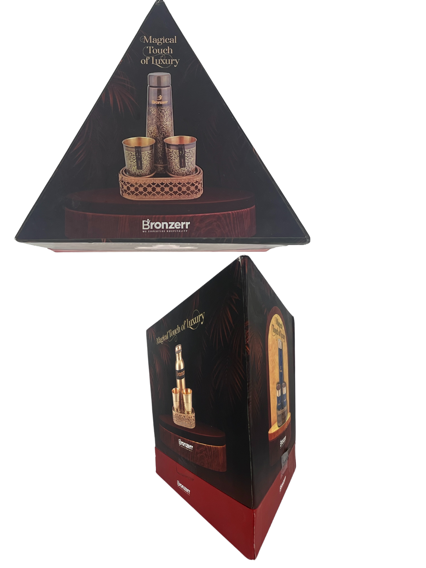 Bronzerr Copper Premium Bottle & Glass Set With Tray | Set 3 | Elegant | Special Conical Gift Box | Home | Gift - Premium copper water bottles from Bronzerr - Just Rs. 2170! Shop now at Surana Sons