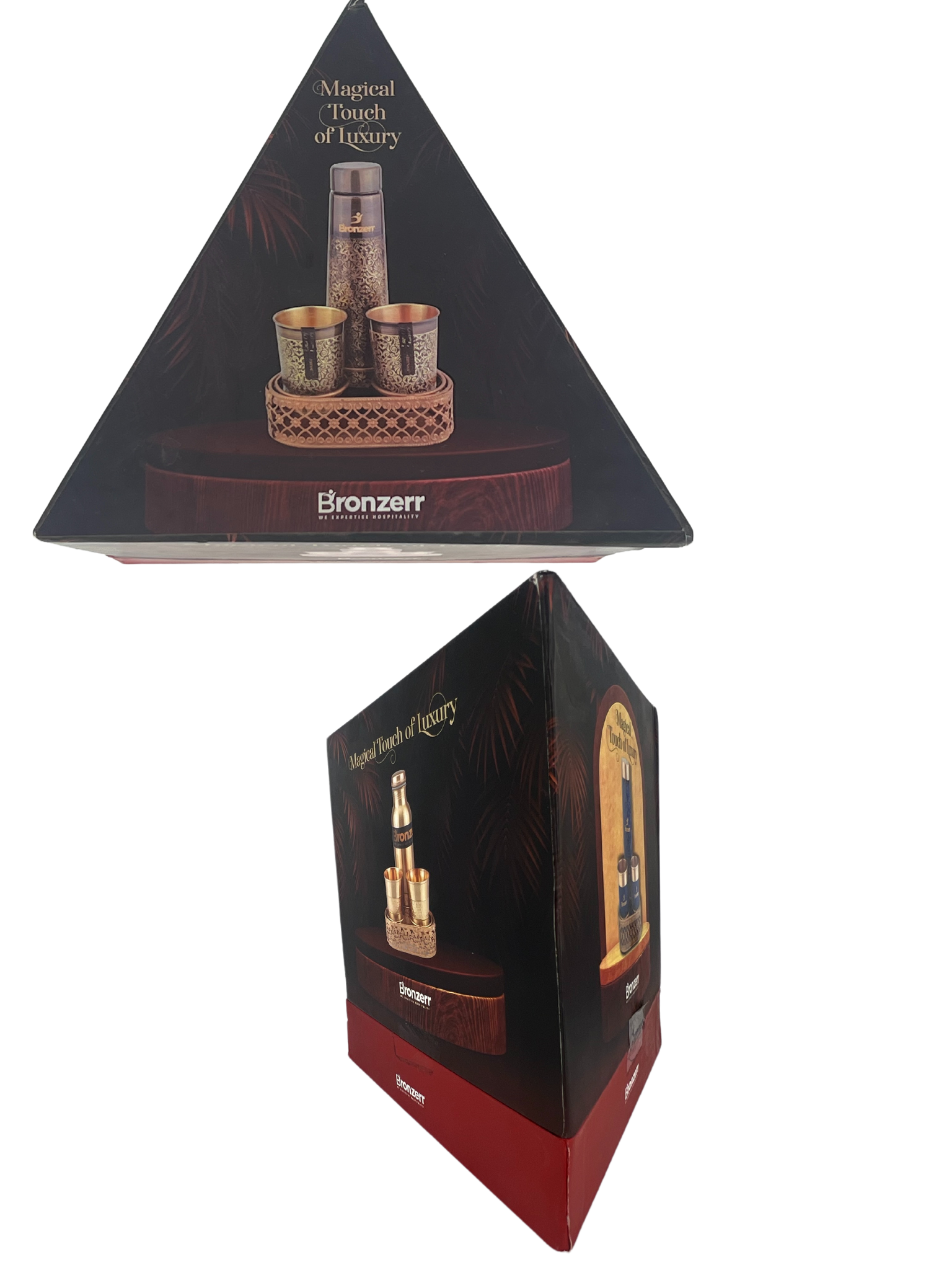 Bronzerr Copper Premium Bottle & Glass Set With Tray | Set 3 | Elegant | Special Conical Gift Box | Home | Gift - Premium copper water bottles from Bronzerr - Just Rs. 2170! Shop now at Surana Sons