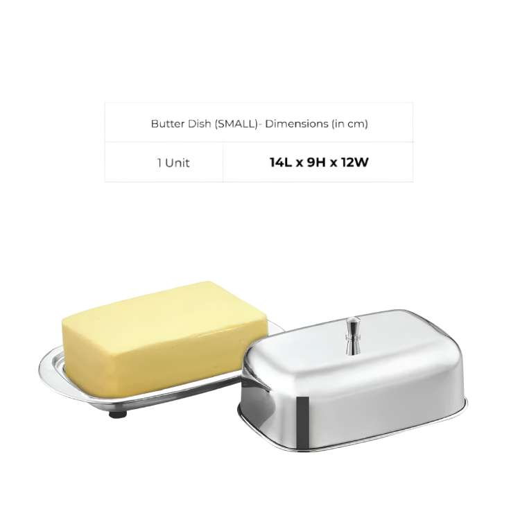 JVL Premium Stainless Steel Butter Dish | Mirror Polish | Hygenic
