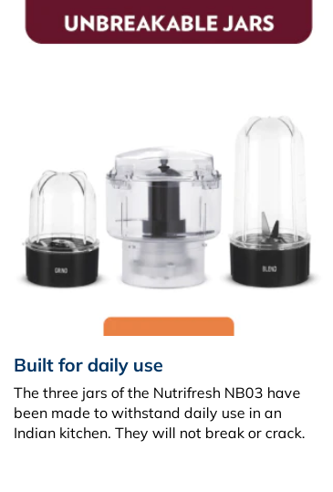 Borosil Nutrifresh Portable Mini Blender Grinder