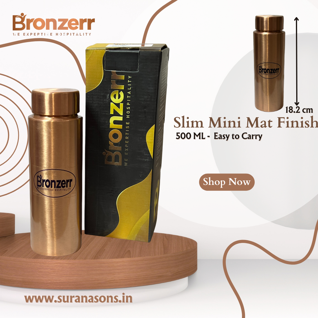 Bronzerr Copper Bottles | Pure Copper | Plain Or Color Electroplated Outside | Color Gift Box | Ideal Gift - Premium copper water bottles from Bronzerr - Just Rs. 780! Shop now at Surana Sons